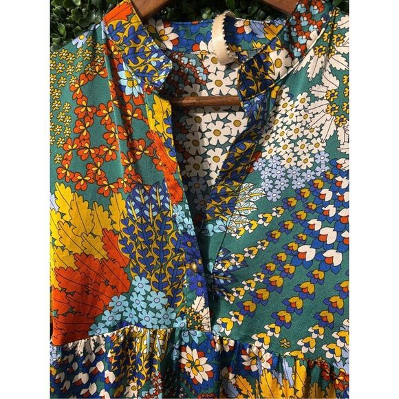 Uncle Frank Floral Salad Boho Knee Length Flowy Dress Sz XS - Picture 2 of 5